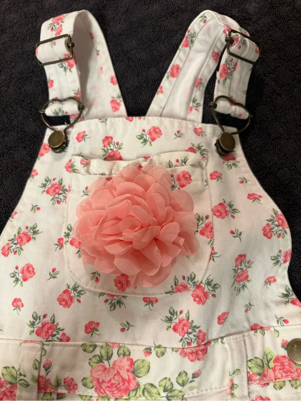 Little Girl Floral Pink‎ Rose Overall Skort Size 4